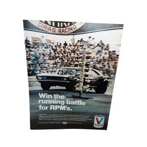1971 Valvoline Motor Oil Camaro Drag Racing Print Ad NHRA Drag Strip